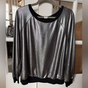 LIVI Crew Neck Shine Sweatshirt 14/16  Silver Metallic Lightweight Futuristic